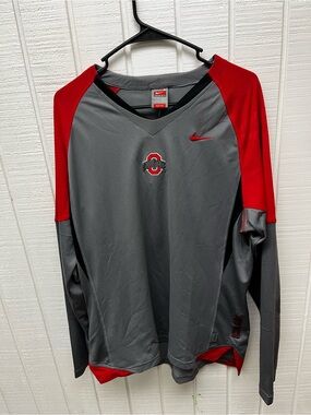 Nike Team Fit Dry Ohio State Men’s L NWT LS Gray/Red Authentic Basketball Tee